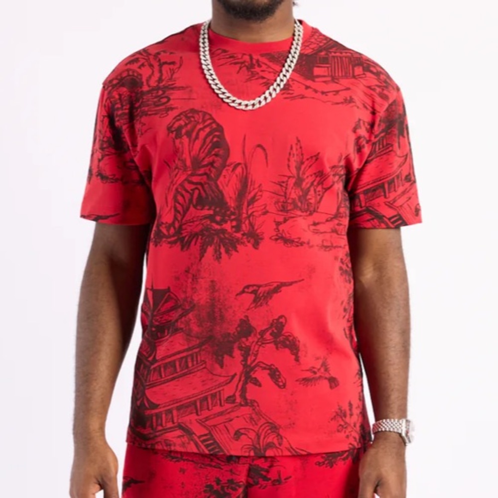 Left Point Black & Red CH Print Tee